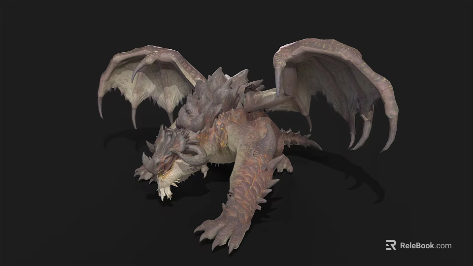 Mythical Flying Dragon With Large Leathery Wings Sharp Claws And Scaly Body 3D Rendered Model 3d model 