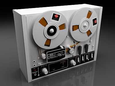 White TEAC Reel to Reel Tape Recorder With Two Large Reels And Control Knobs 3d model