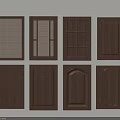 Brown Wooden Doors With Various Panel Designs On White Background 3d model