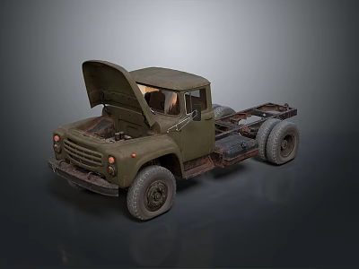 Vintage Military Green Tank With Open Engine Cover Exposed Chassis And Worn Tracks 3d model