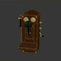 Vintage Retro Electronic Telephone Device With Wooden Body And Brass Components