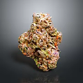 Vibrant Cannabis Bud Featuring Green Purple Orange Hues And Trichome Covered Surface