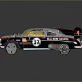 Vintage Race Car With Graffiti Design Rear Spoiler Number 37 And Multicolor Body