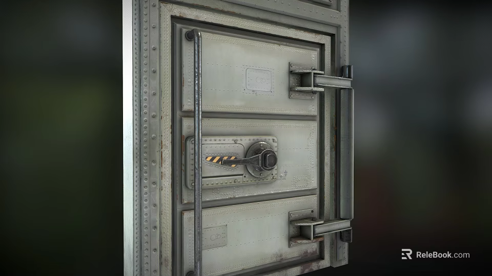 Heavy Duty Metal Safe Door With Secure Lock Handle And Rivet Details Design 3d model 