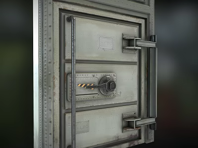 Heavy Duty Metal Safe Door With Secure Lock Handle And Rivet Details Design 3d model