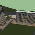 Urban Commercial Street With Modern High Rise Buildings And Open Plaza Area