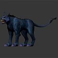 Mythical Blue Creature With Lightning Patterns Horns Sharp Fangs And Pink Claws 3d model