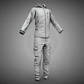 Gray Hooded Jacket and Pants Set with Zipper Front Cuffed Sleeves and Casual Outdoor Style