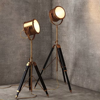 Modern Nordic Style Floor Lamp Industrial Style Loft Metallic Searchlight 3d model