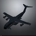Blue Military Transport Aircraft 3D Model With Four Engines And Tail Fin Design