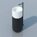 Modern Hinged Door With Black White Cylindrical Design For Bathroom Use 3d model
