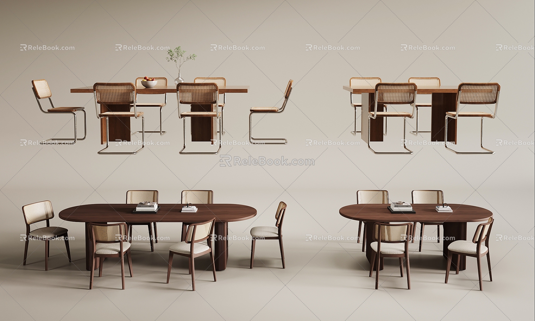 Quiet ancient dining table and chairs model