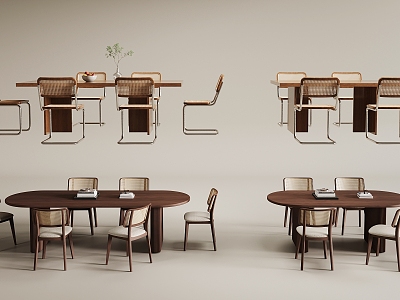 Quiet ancient dining table and chairs model