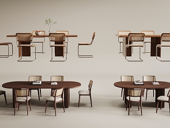 Quiet ancient dining table and chairs 3d model