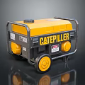 Caterpillar Portable Power Generator With Yellow Black Design And Mobility Wheels 3d model