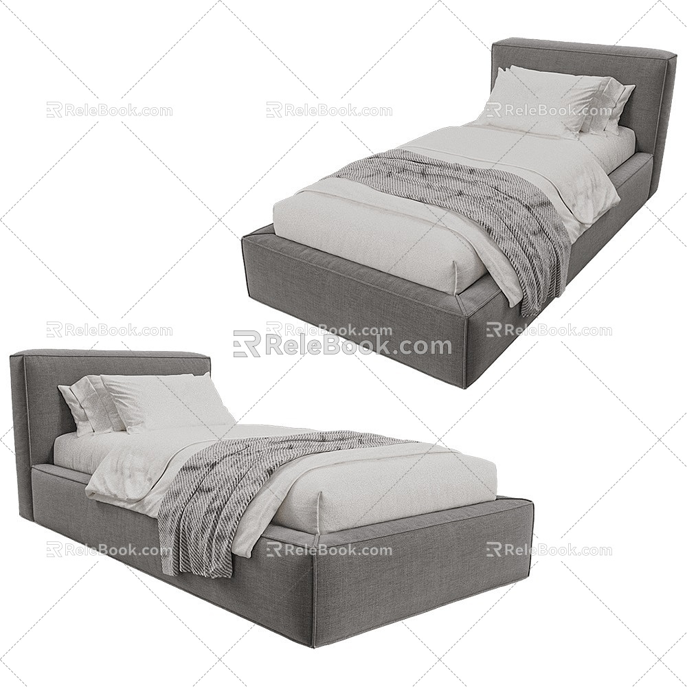 monti gray single bed 18 3d model