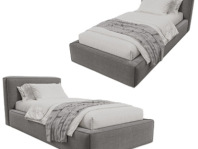 monti gray single bed 18 3d model