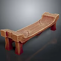 Wooden Public Bench with Natural Wood Grain Warm Tone and Sturdy Design