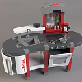 Tefal Commercial Kitchen Play Equipment With Red Grey Counter Sink Stove And Cabinets