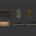 Household Storage Items Including Wooden Baskets And Metal Boxes With Handles