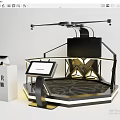 VR Experience Setup With Interactive Platform Display Screen And Control Panel 3d model