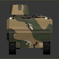Armored Military Vehicle With Camouflage Pattern Tracked Wheels And Top Turret Hatch