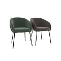 Comfortable Light Gray Accent Chair With Curved Backrest And Black Metal Legs