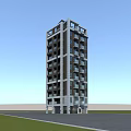 High Rise Modern Residential Building With Glass Stone Exterior And Balconies