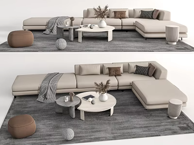 Modern Sofa Coffee Table Combination Multi-person Corner Sofa Sofa Stool Low Stool Decoration Combination 3d model