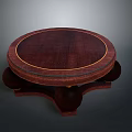 Classic Round Dark Wood Table With Decorative Edge And Three Curved Legs