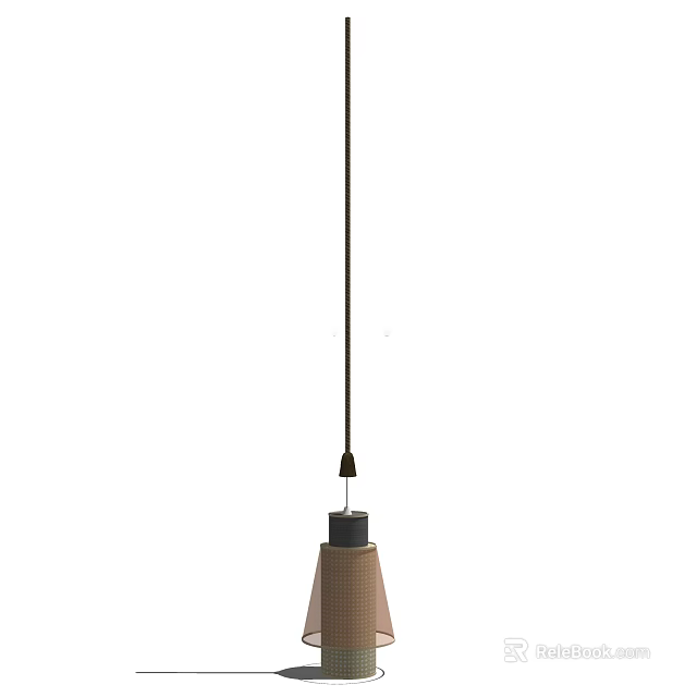 Modern Woven Pendant Light With Conical Shade And Black Hanging Rod For Home Interior 3d model 