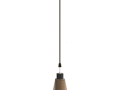 Modern Woven Pendant Light With Conical Shade And Black Hanging Rod For Home Interior 3d model