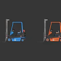 Colorful Industrial Forklifts In Various Colors On Dark Reflective Background