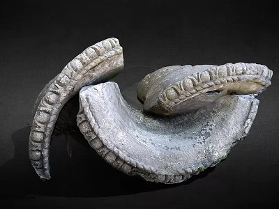 Curved Stone Sculpture Carving With Intricate Textured Surface And Abstract Design 3d model