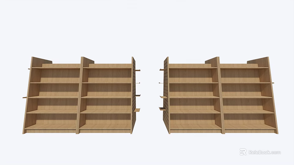 Wooden Display Shelves with Multiple Open Shelves for Retail Store Storage and Organization 3d model 
