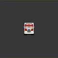 Red and White Semi Truck with Tractor Cab Trailer Yellow Stripes 3D Render with Reflection