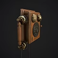 Vintage Wooden Rotary Telephone With Brass Accents And Classic Design Elements