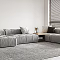 Modern Sectional Sofa Interior Design With Soft Throw Pillows Coffee Table And Area Rug 3d model