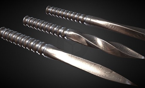 Damascus Piercing Dagger 3d model