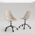 Modern Office Chairs With Wooden Backrests Hollow Out Design And Metal Bases With Wheels