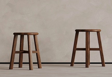 Middle Style Stool Casual Stool Wooden Stool 3d model