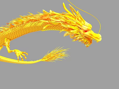 Golden Dragon Mythical Creature With Detailed Scales And Flowing Mane 3d model