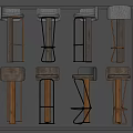 Modern Bar Stools With Fabric Backrest Seats Metal Frames And Wooden Legs In Grey Brown