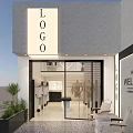 Modern Clothing Store Exterior With Logo Signage Welcome Display Mannequins Tables And Plants
