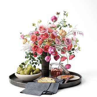 Modern food plant potted fruit plate jewelry combination 3d model