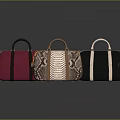 Stylish Fashion Handbags in Pink Snakeskin Pattern and Black Leather with Top Handles