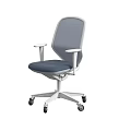 Modern Massage Chair With Breathable Mesh Back Blue Cushion And White Rolling Frame