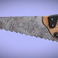 Hand Saw With Metal Serrated Blade And Wooden Black Handle