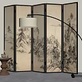 Middle ancient screen partition 3d model