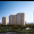 Modern High rise Residential Buildings With Green Lawn And Trees In Park Like Surroundings
